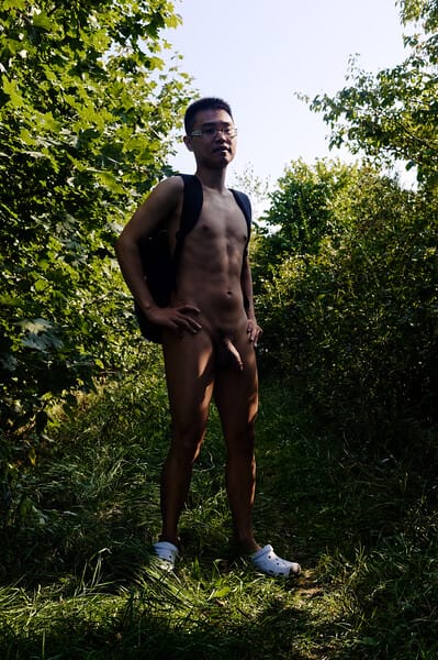 Will in an outdoor NakedWill artistic nude photoshoot